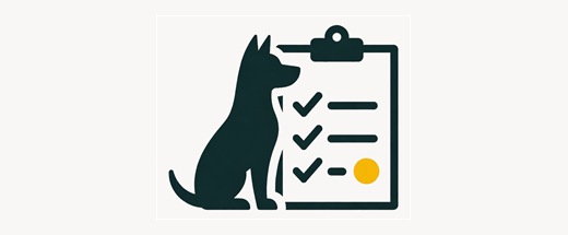 Board and Train dog with training checklist illustration
